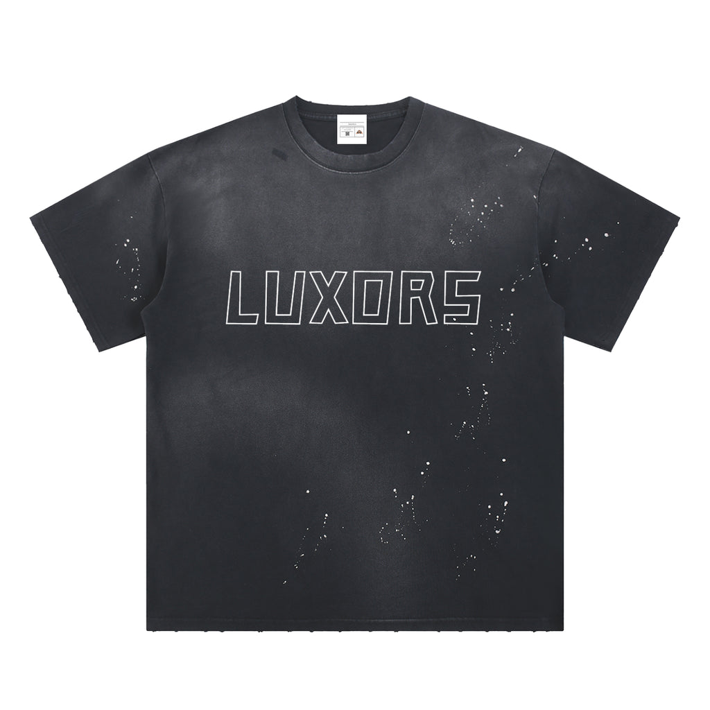 Luxors Hand-Frayed Sunfade Paint Splatter T-Shirt