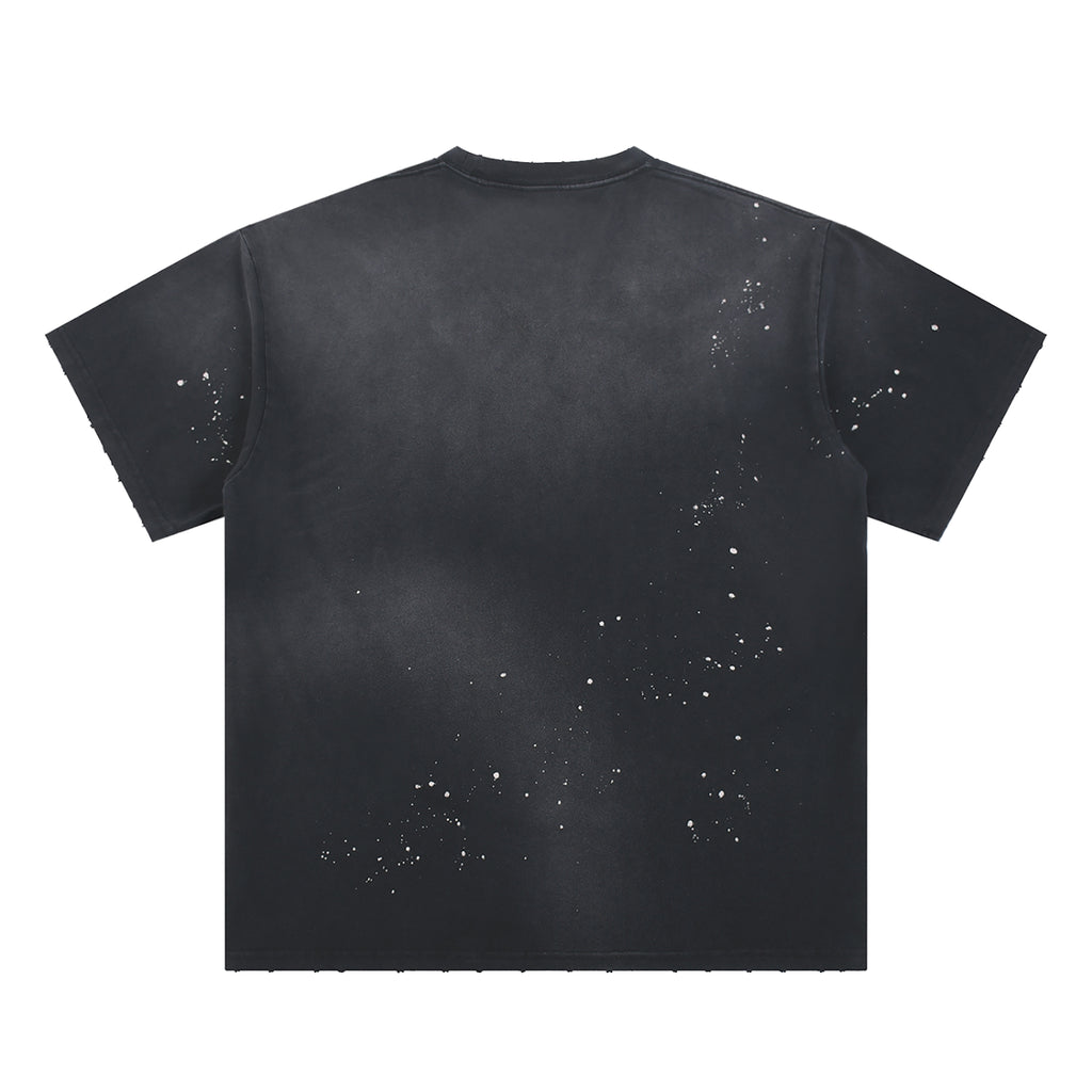 Luxors Hand-Frayed Sunfade Paint Splatter T-Shirt