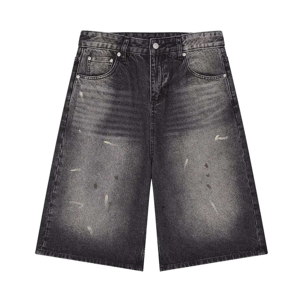 Luxors men’s vintage wash wide leg denim shorts