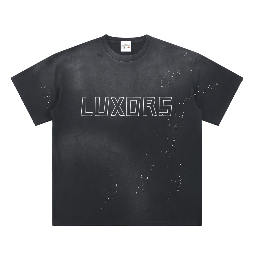 Luxors Hand-Frayed Sunfade Paint Splatter T-Shirt